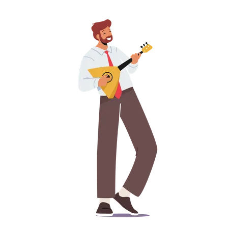 Man Playing Balalaika  Illustration