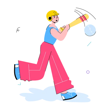 Grab This Doodle Mini Illustration Of Playing Baseball Illustration