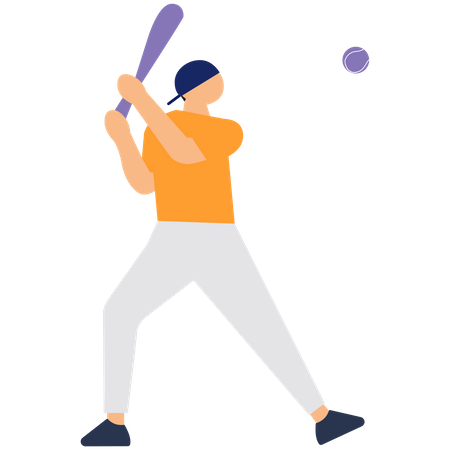 Man playing baseball Illustration