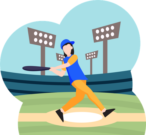 Man Playing Baseball  Illustration