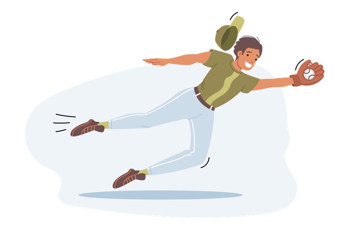 Man playing baseball catches ball  Illustration