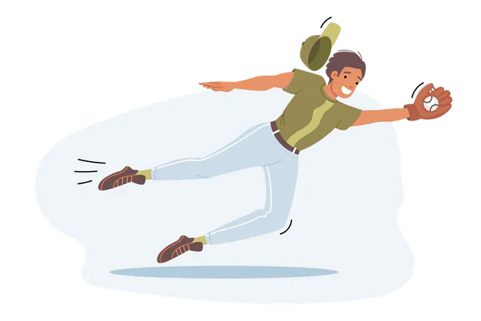 Man playing baseball catches ball  Illustration