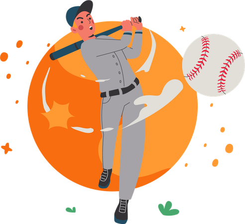 Man Playing Baseball  Illustration