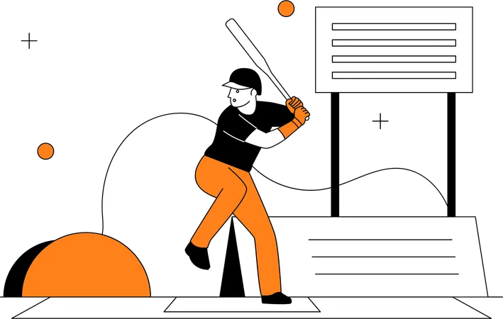 Man Playing Baseball  Illustration