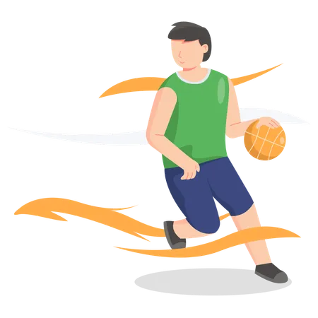 Man Playing Basketball Illustration Illustration