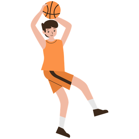 Man Playing Basketball  イラスト