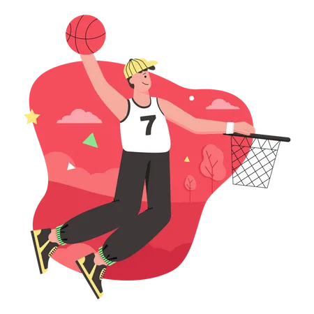Man playing basketball Illustration