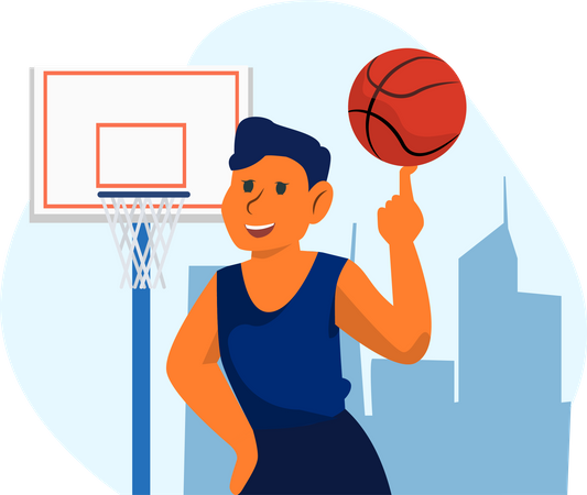 Man Playing Basketball  Illustration