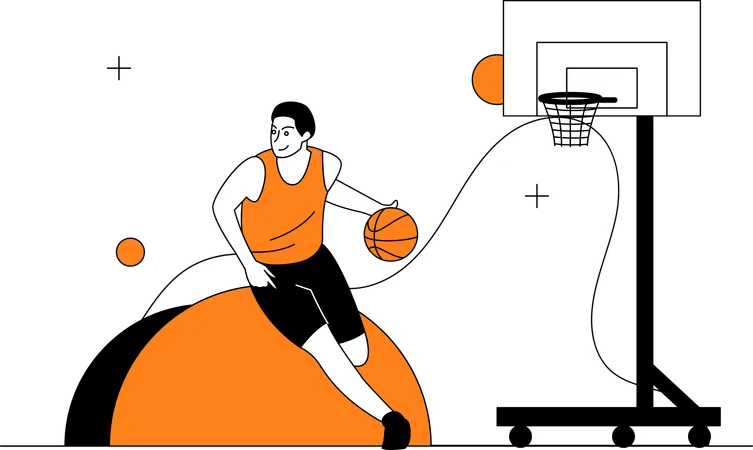 Man Playing Basketball  Illustration