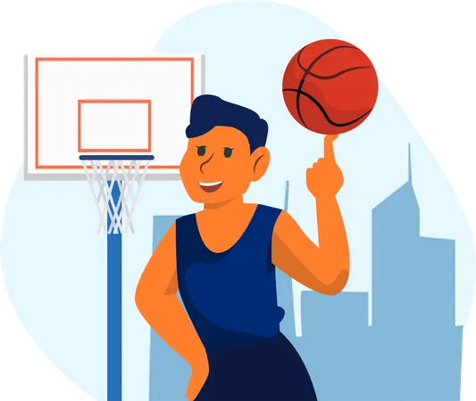 Man Playing Basketball  Illustration