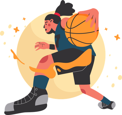 Man Playing Basketball  Illustration