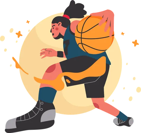 Man Playing Basketball  Illustration