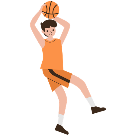 Man Playing Basketball  Illustration