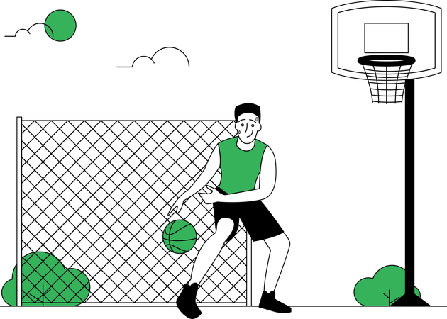 Man Playing Basketball  Illustration