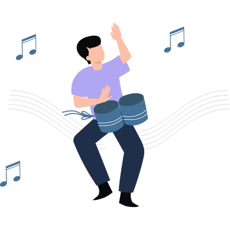 Man playing bongo drum  Illustration