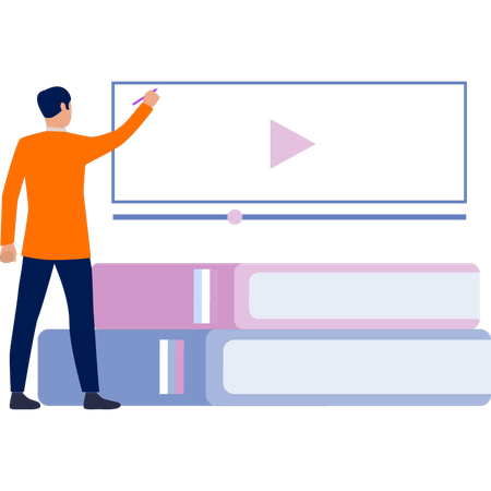 Man playing book video  Illustration