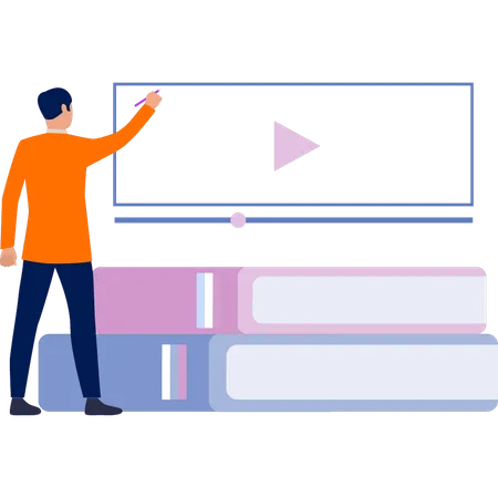 Man playing book video  Illustration