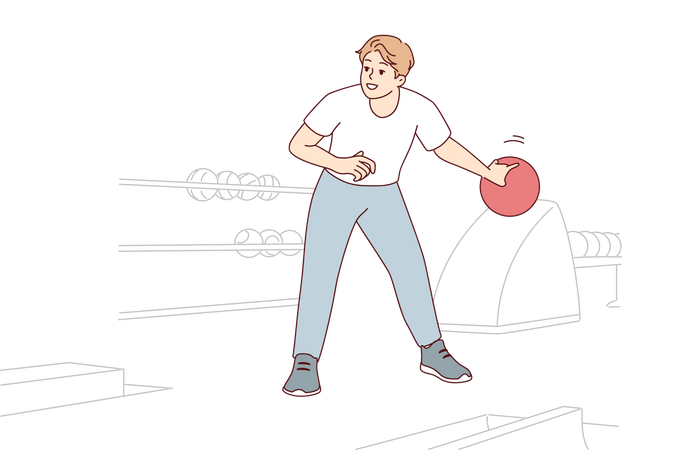 Man playing bowling  Illustration