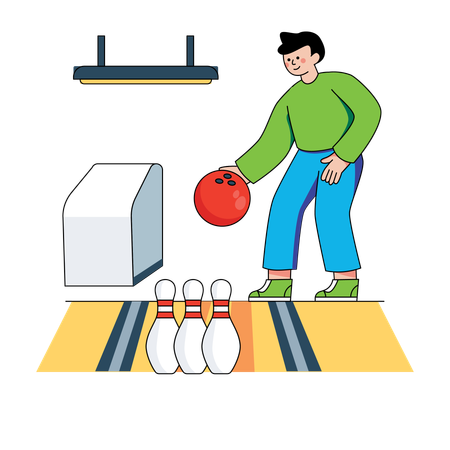 Man playing bowling game  Illustration