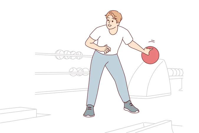 Man playing bowling  Illustration