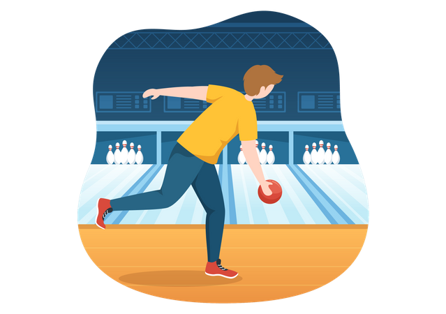 Man Playing Bowling  Illustration