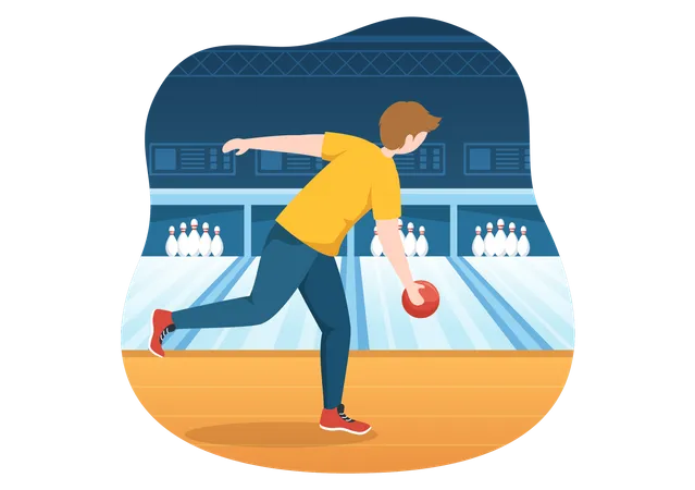 Man Playing Bowling  Illustration