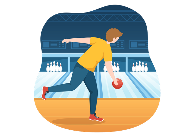 Man Playing Bowling  Illustration