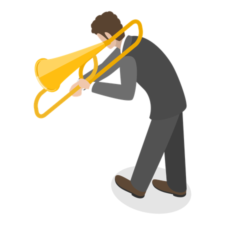 Man playing buisine trumpet in jazz band  Illustration