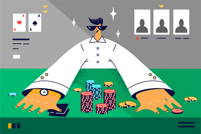 Man playing casino game  Illustration