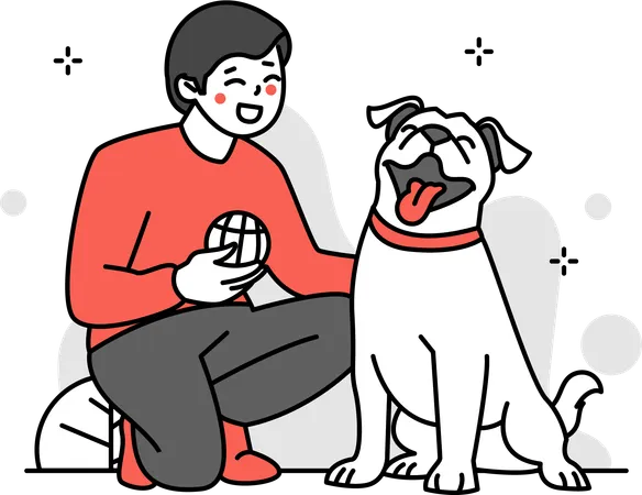 These Charming Flat Illustrations Exude A Sense Of Joy Love And The Unique Bond Between Pet Owners And Their Beloved Animal Companions Its Illustration Man Playing Ball With A Dog With The Visuals That Come From Being A Pet Lover We Represent Healthy Living In A Very Fun Way Illustration