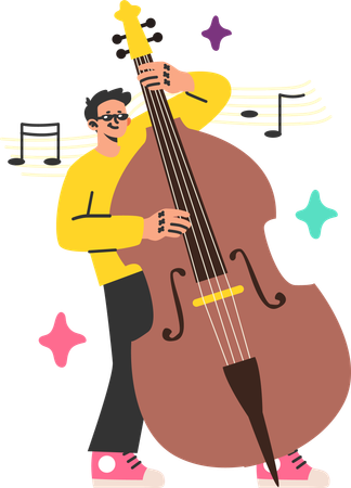 Man playing cello instrumento  Illustration