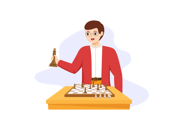 Man Playing Chess Board Game Illustration