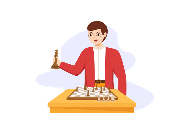 Man Playing Chess Board Game  Illustration