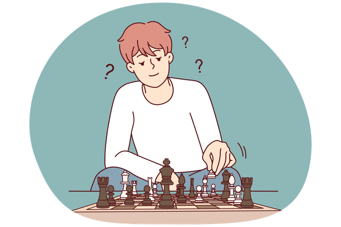 Man playing chess feel frustrated  Illustration