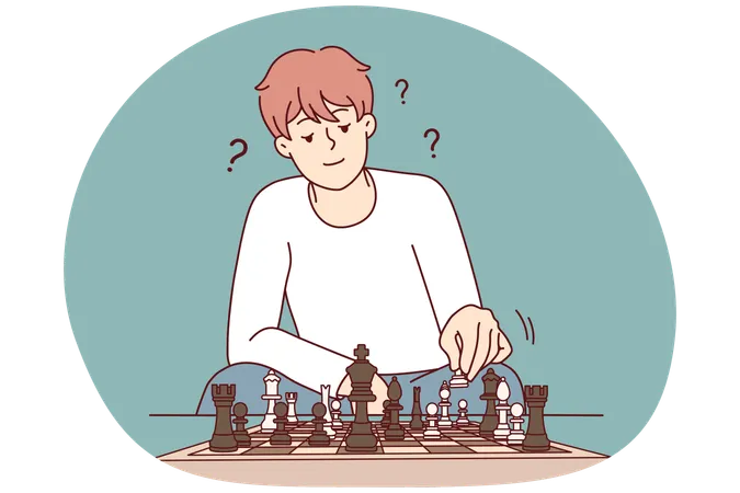 Man playing chess feel frustrated  Illustration