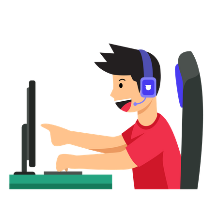 Man Playing Computer game  Illustration