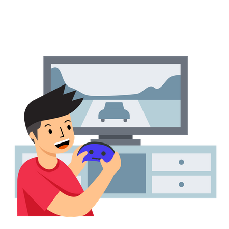 Man Playing Console Game Illustration