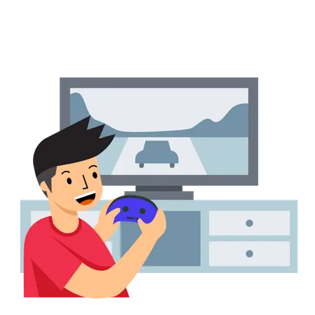 Man Playing Console Game  Illustration