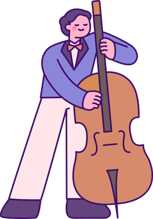 Man playing contrabass  Illustration