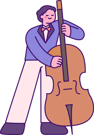 Man playing contrabass  Illustration