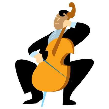 Man Playing Contrabass  Illustration