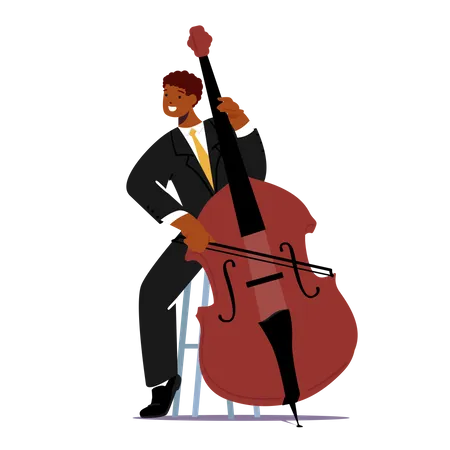 Man playing contrabass  Illustration