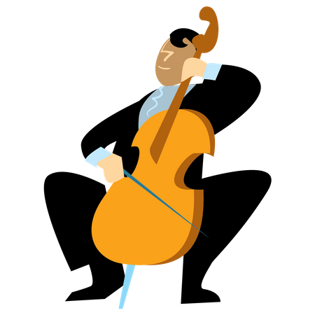 Man Playing Contrabass  イラスト