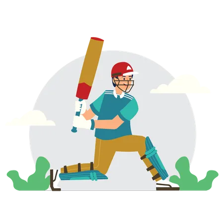 Man playing cricket  Illustration