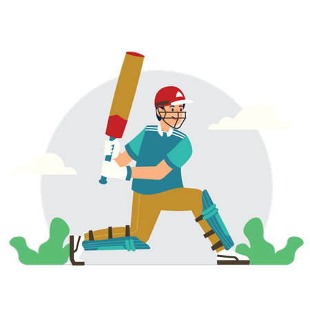 Man playing cricket  Illustration