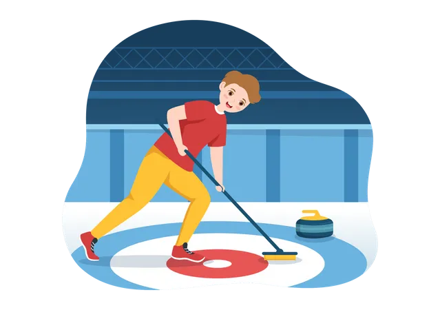 Man playing Curling  Illustration