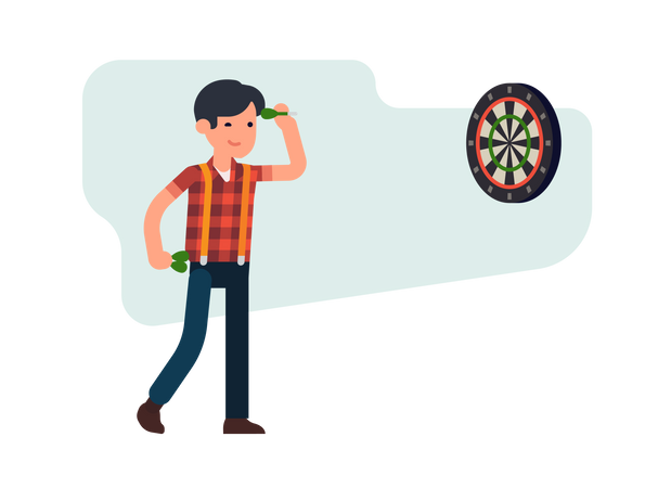 Man Playing Dart  Illustration