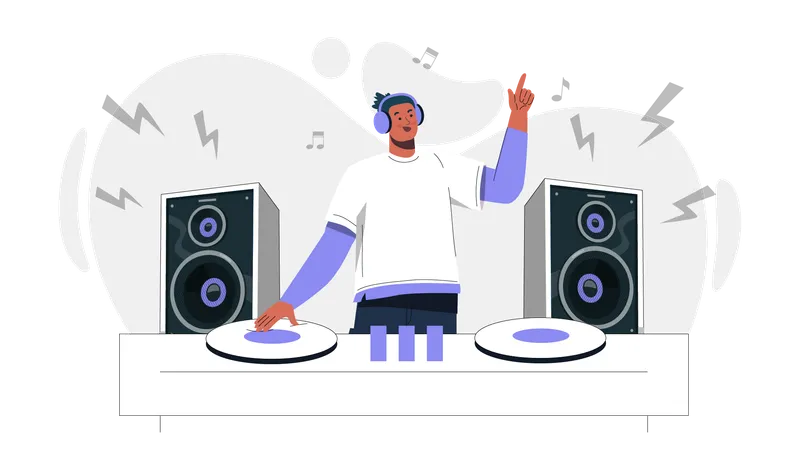 Man playing dj  Illustration