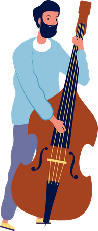 Man playing double bass  Illustration