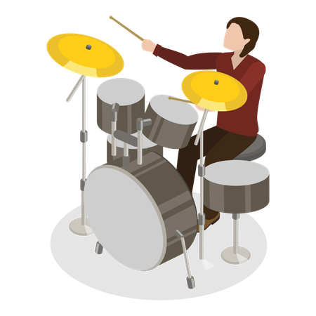 Man playing drum  Illustration
